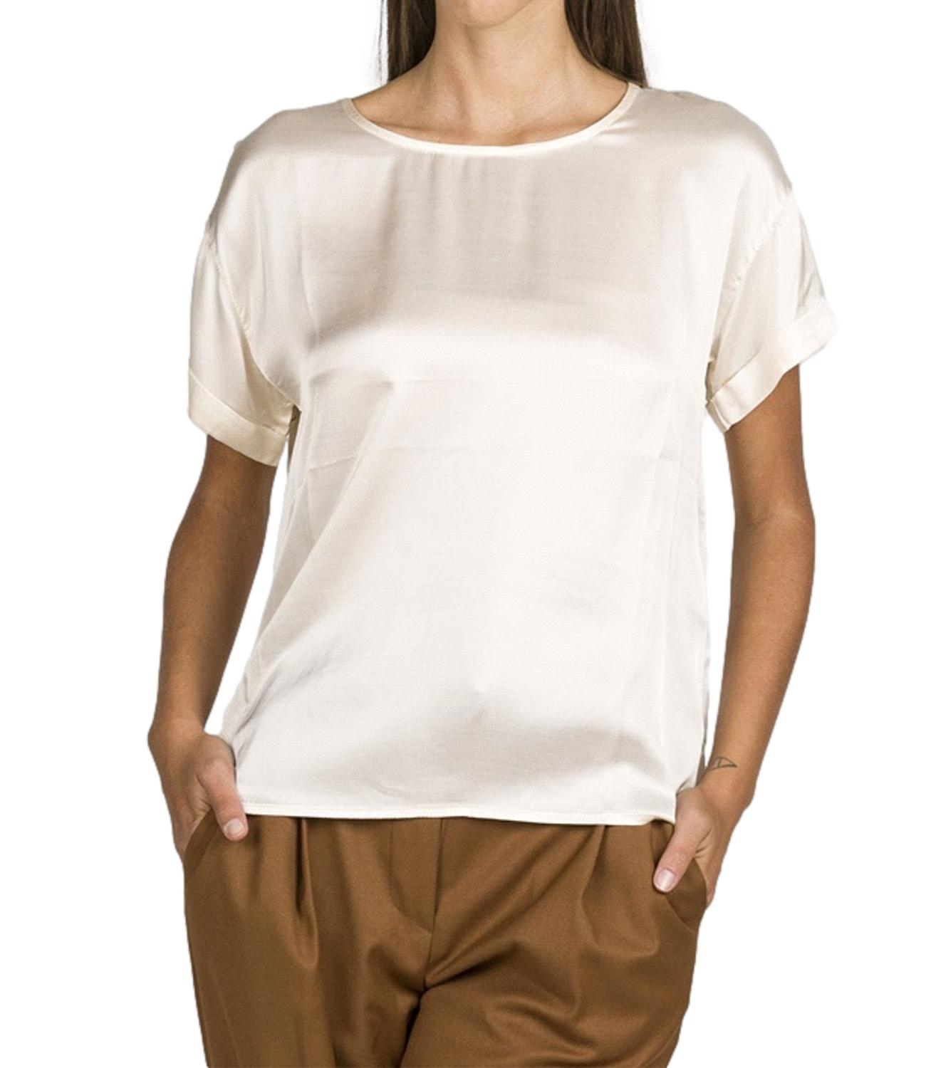 T-shirt risvolto bianco lana donna