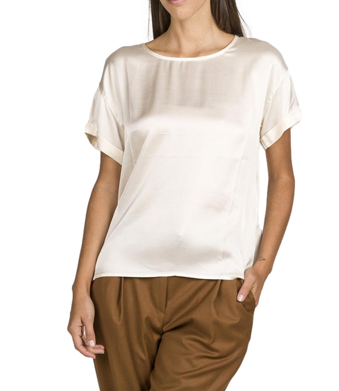 T-shirt risvolto bianco lana donna