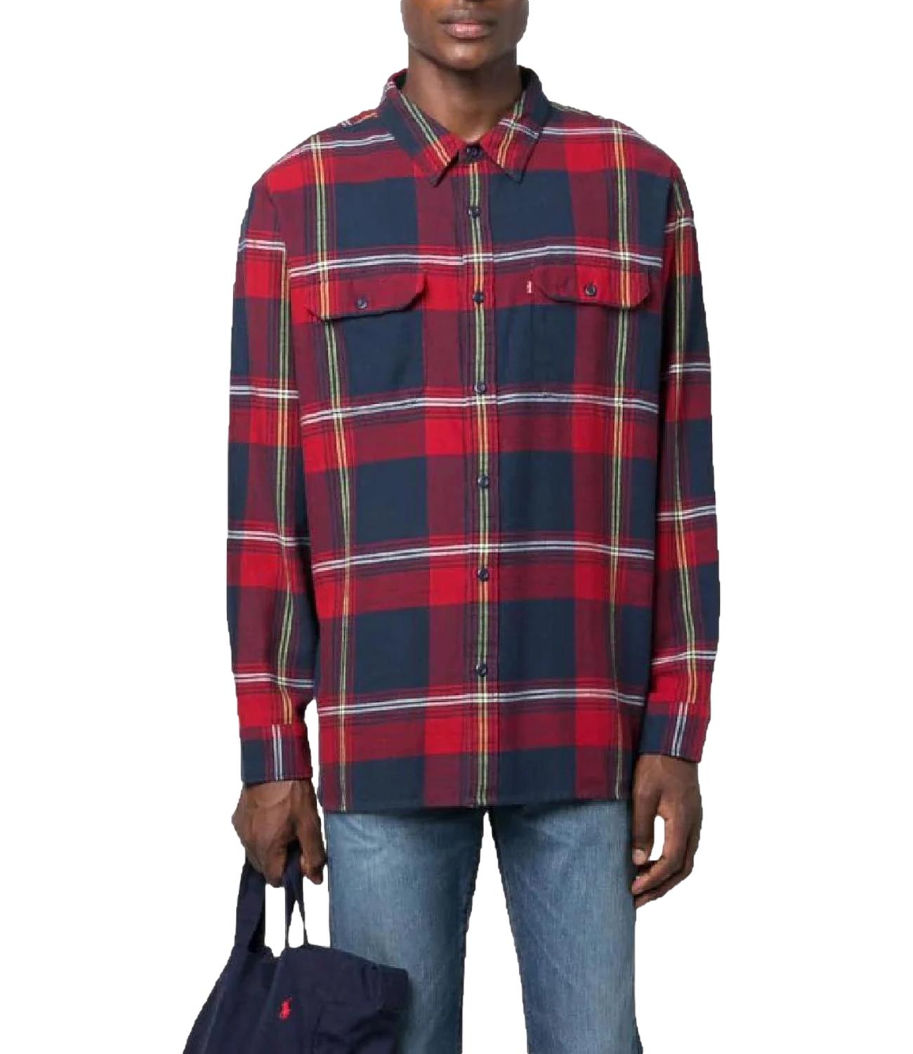 Camicia a quadri in lana da Uomo Blu/rosso JACKSON WORKER