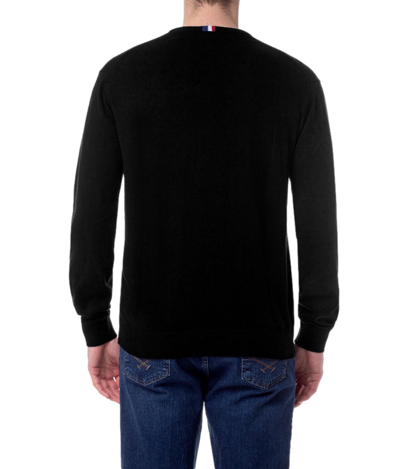 Maglione nero uomo con logo grigio in lana