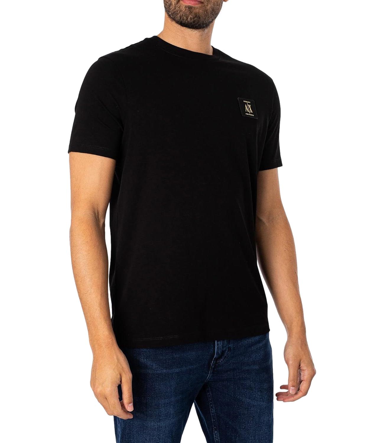Armani Exchange t-shirt uomo nera con logo AX dorato