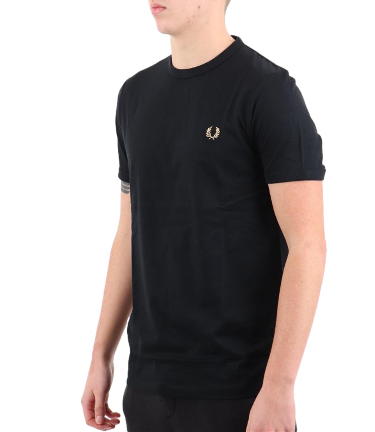 Fred Perry t-shirt nera uomo ringer