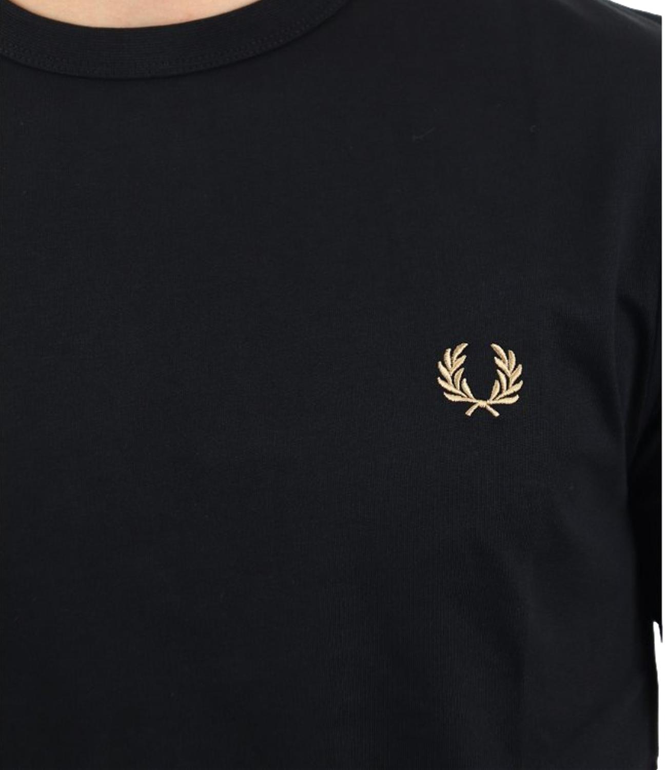 Fred Perry t-shirt nera uomo ringer