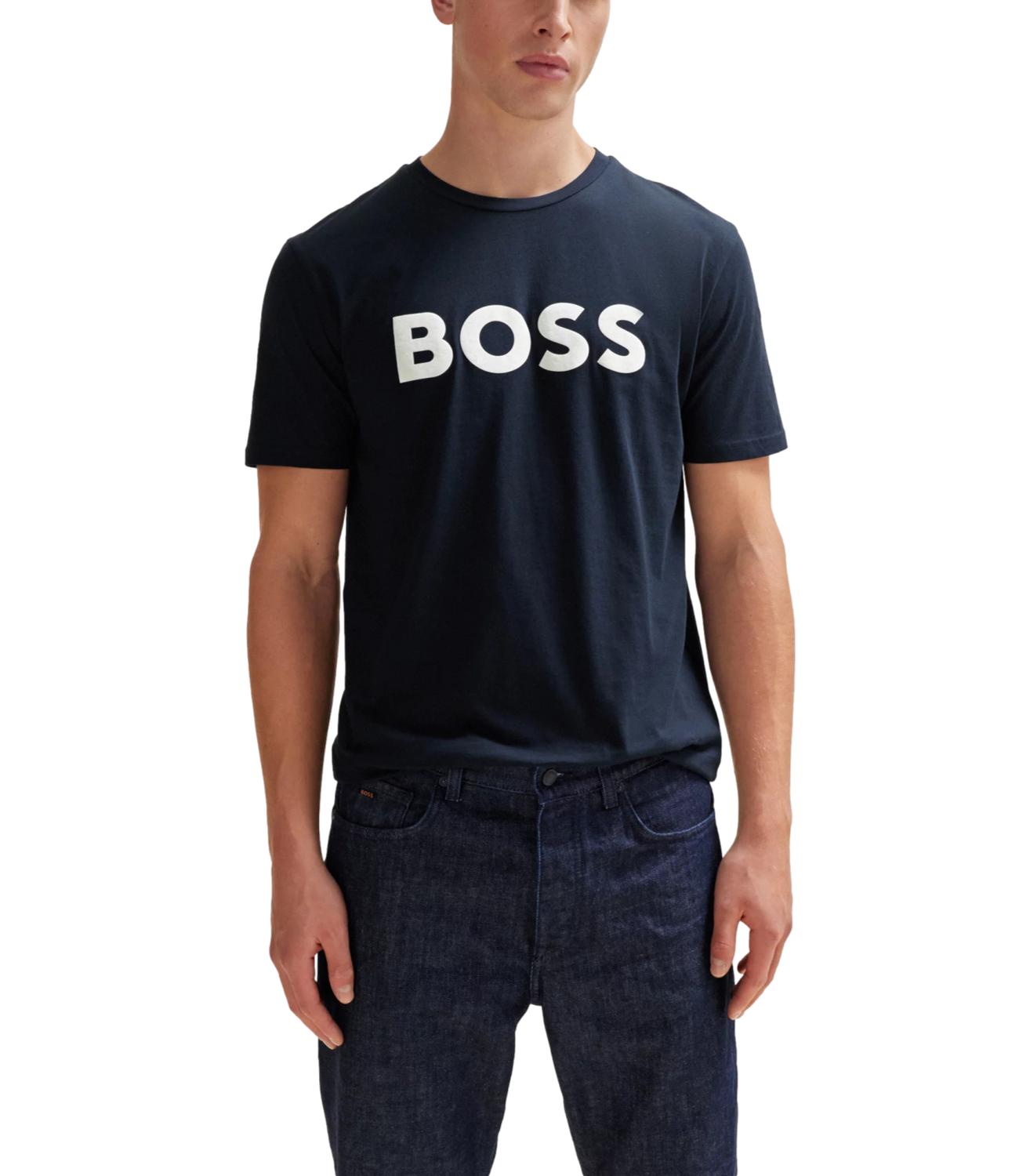 Hugo Boss t-shirt uomo in cotone jersey blu navy