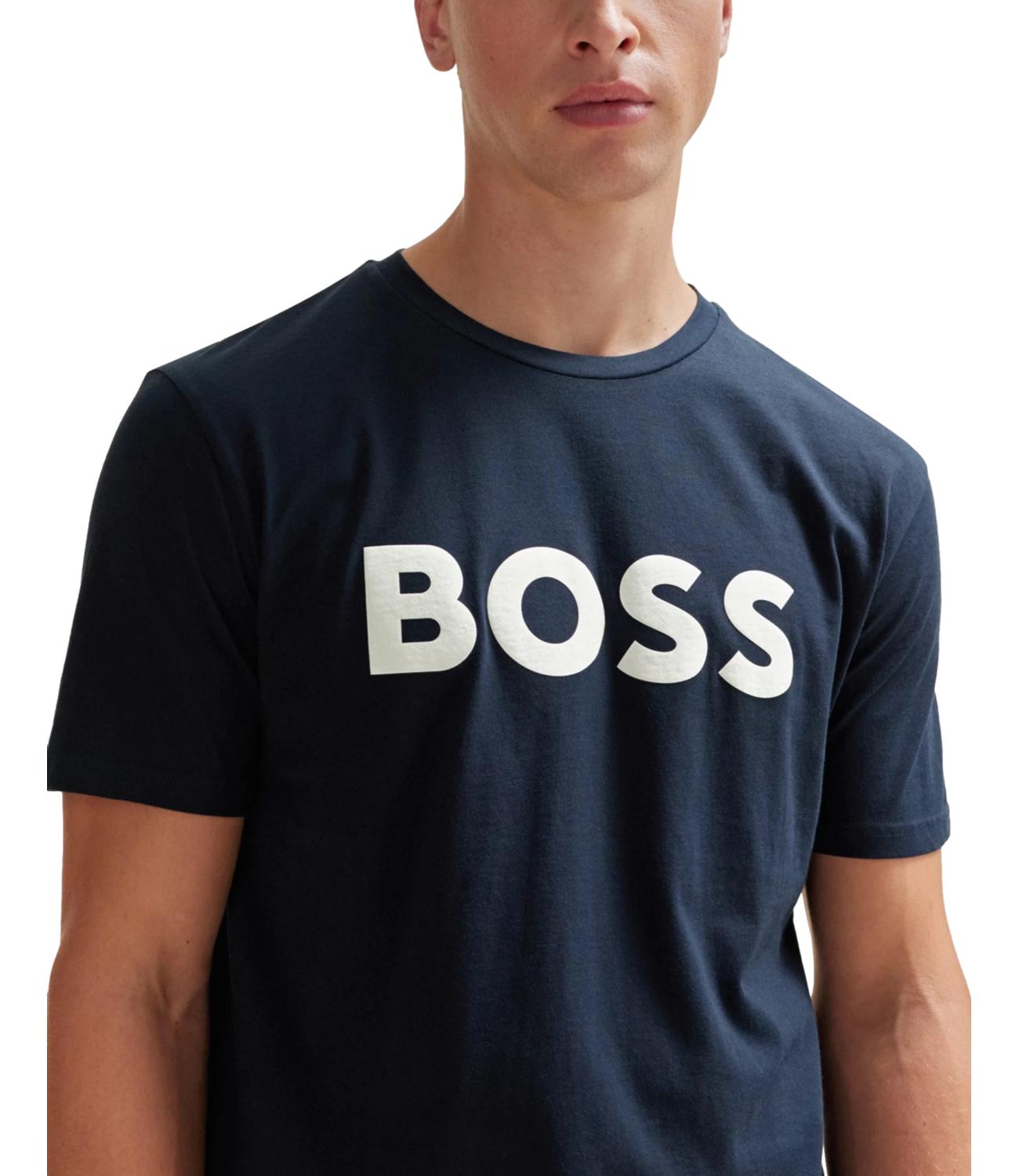 Hugo Boss t-shirt uomo in cotone jersey blu navy